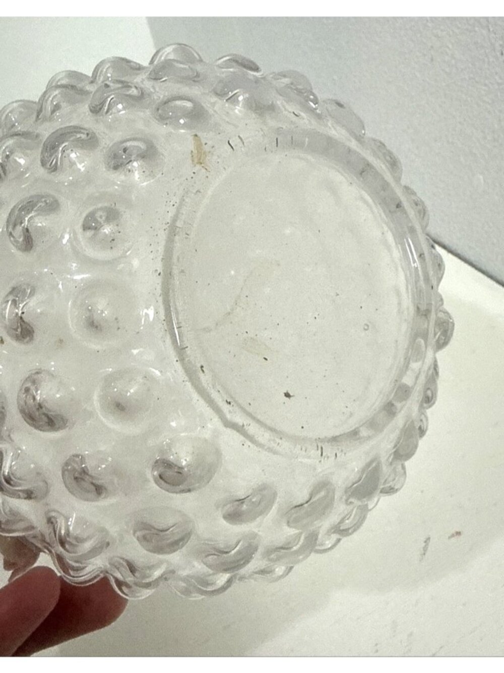 Vintage Hobnail Coin Bubble Clear Glass Pitcher Rare 8.5" - Picture 8 of 9